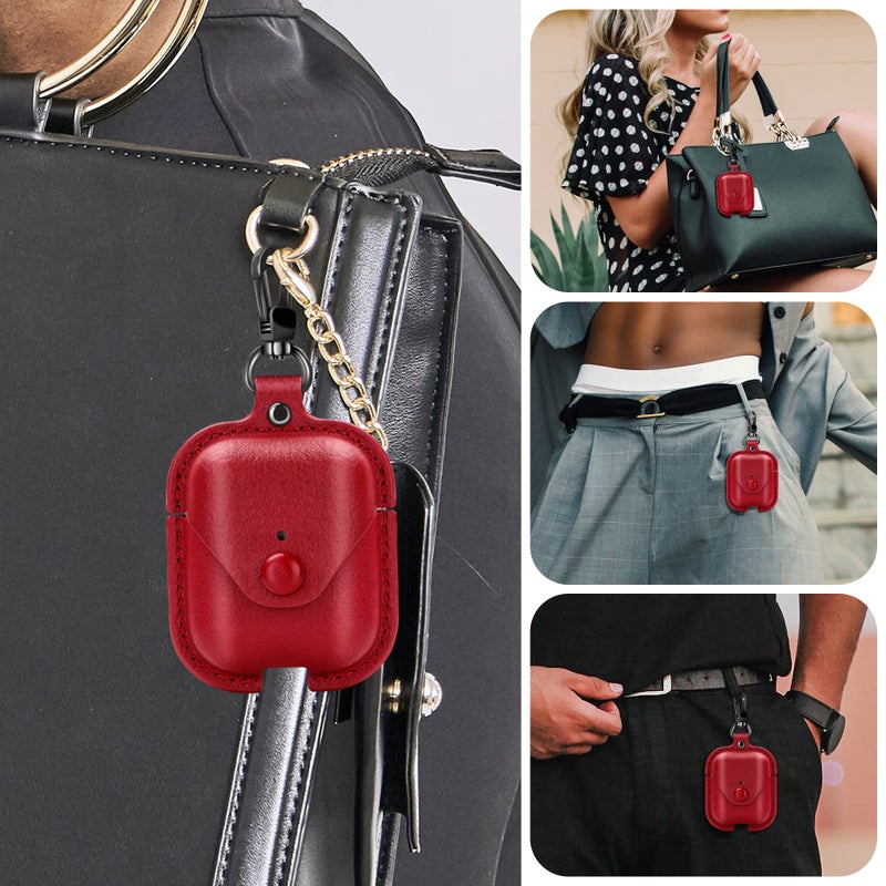 PG6 Leather Case for Airpods with Keychain, Premium Leather Vintage Portable Shockproof Protective Cover for Apple AirPods 1 and AirPods 2 Charging Case - Image 5